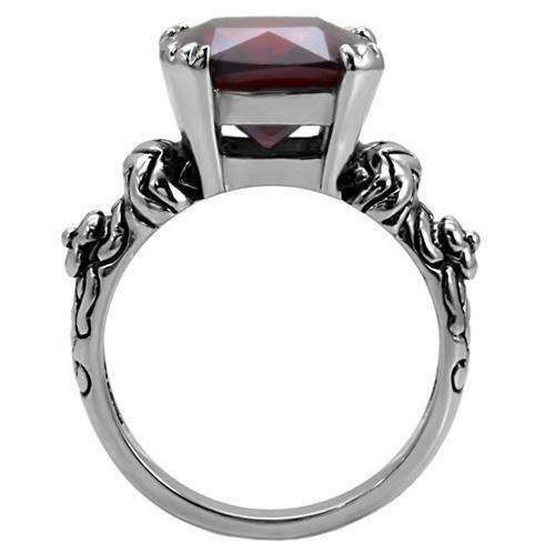 TK018 – High polished (no plating) Stainless Steel Ring with AAA Grade CZ in