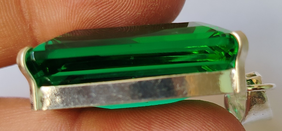 94.90 Ct. Emerald Cut Green Emerald Pendant 925 Silver Jewelry Gift 4 Christmas