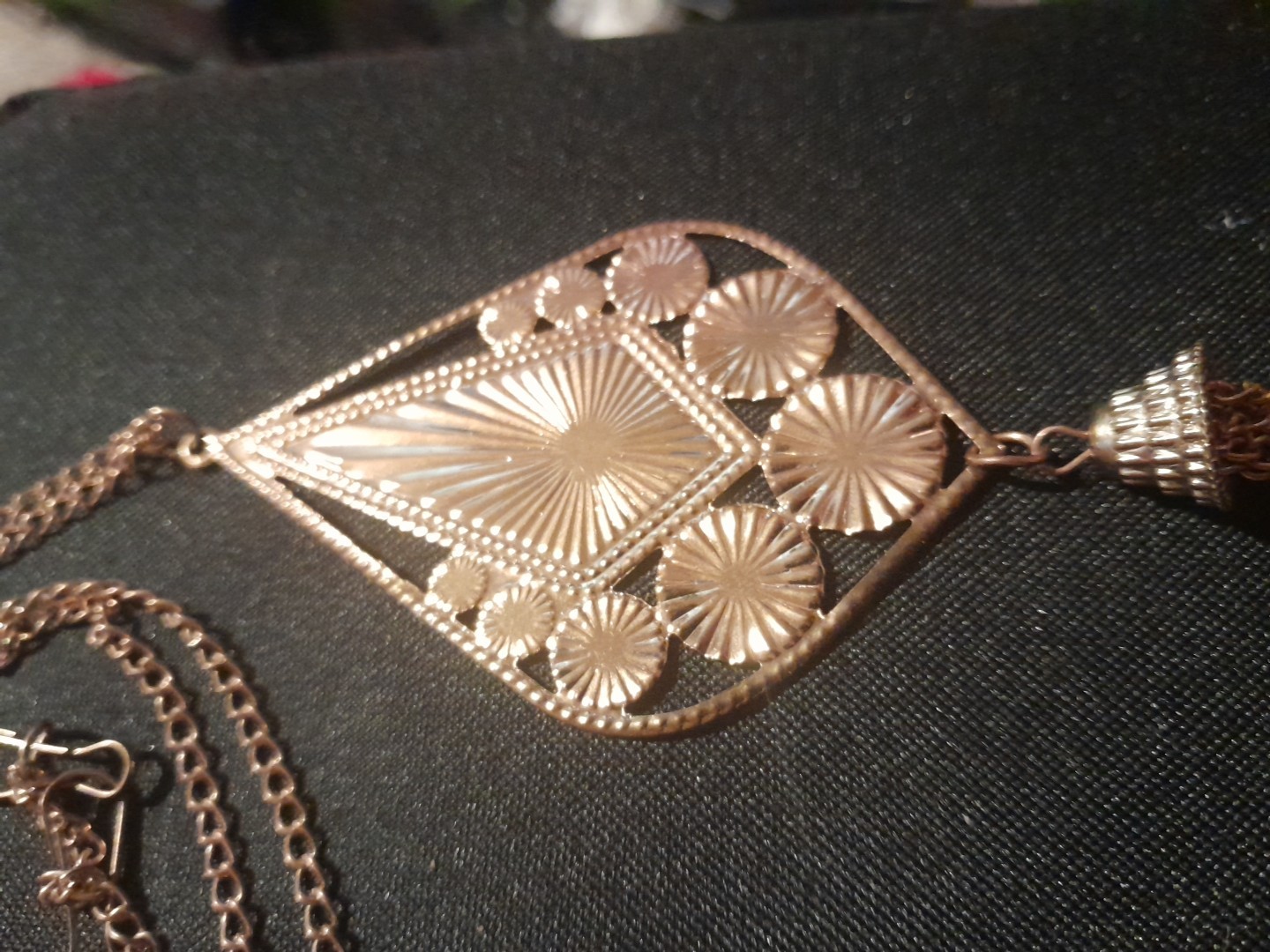 Gold Tone Statement Necklace With Dangle Chains Perfect For Any Occasion