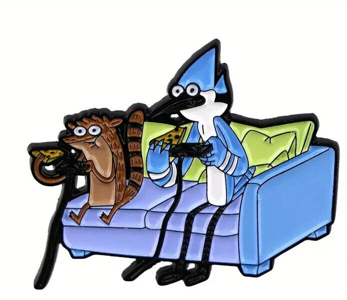 Regular Show Rigby And Mordecai On A Couch Metal/Enamel 1.5″ x 1.3″ Pin