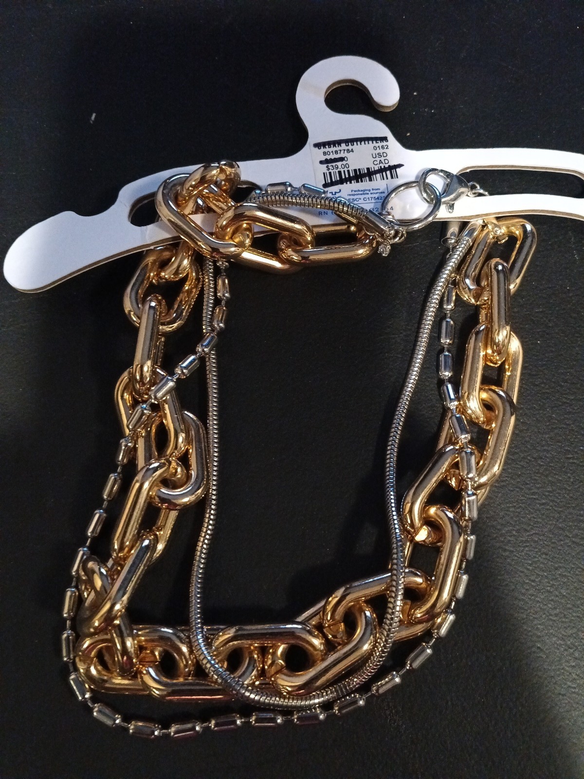 Urban Outfitters Layered Necklace Industrial 2 Tone Chains Short