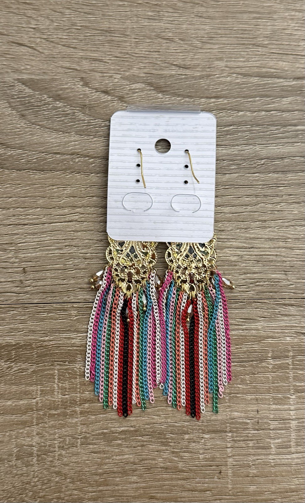 Boho Statement Chandelier Multicolor Chain Fringe Earrings New