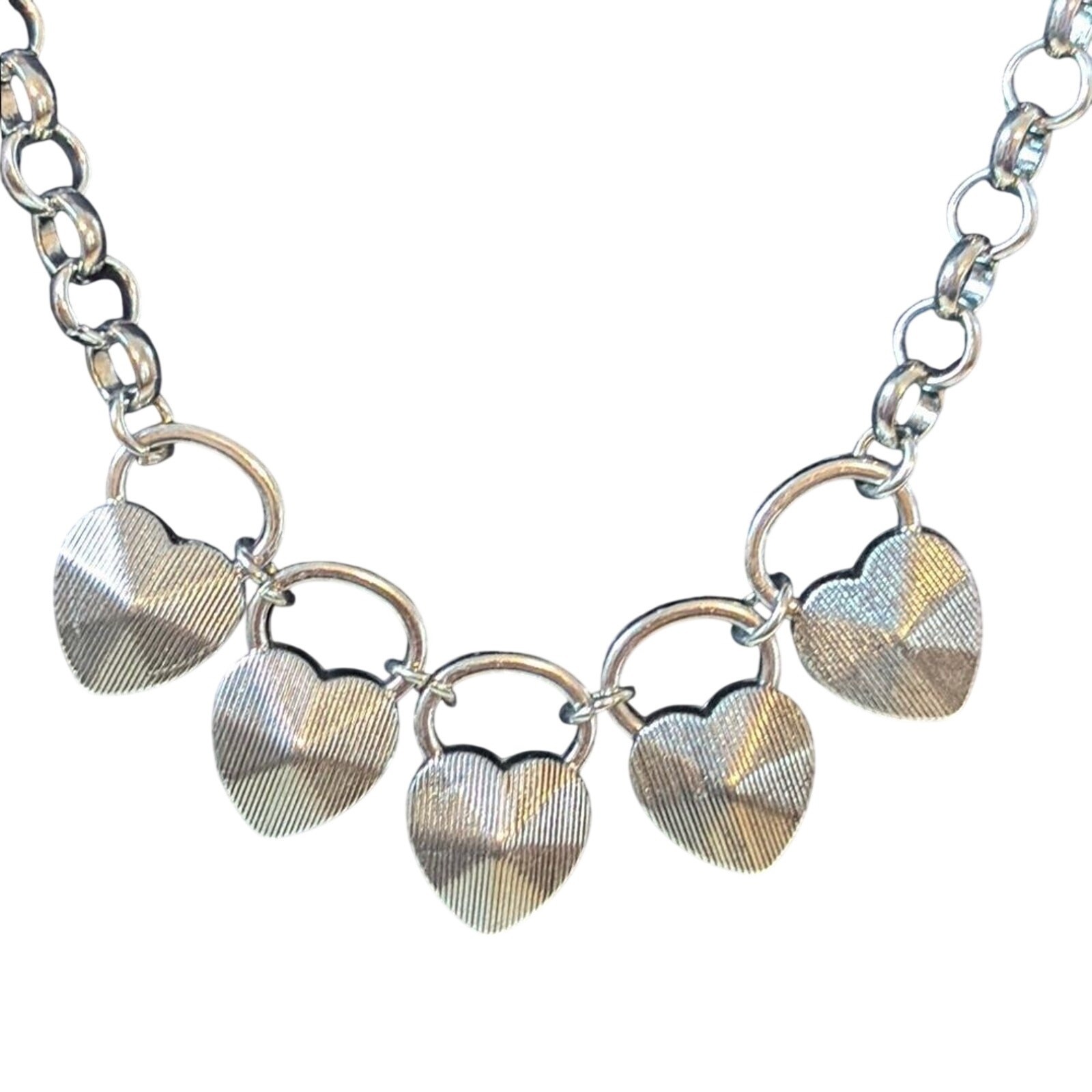 Yellow Heart Necklace Earring Set Silver Tone Glass Crystal 16” Cute Gift