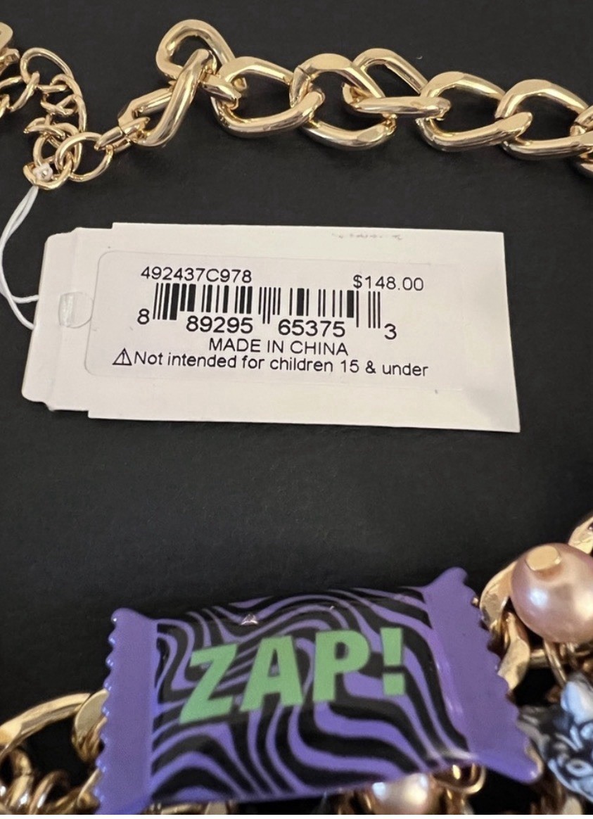 Betsey Johnson Necklace Halloween Candy Statement Chunky Charms Glow In Dark NWT