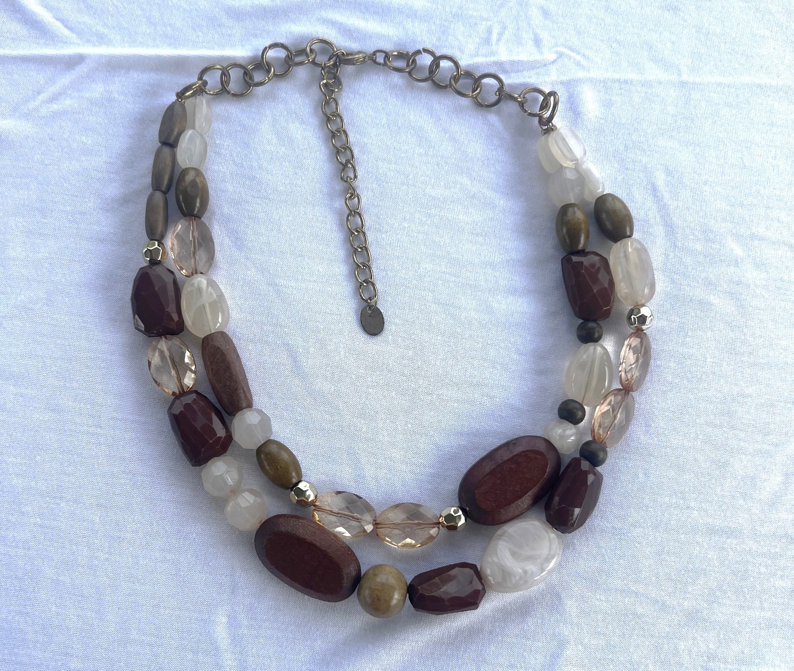 Vintage Style Statement Double Layer Necklace Ornate Fashion Brown Jewelry