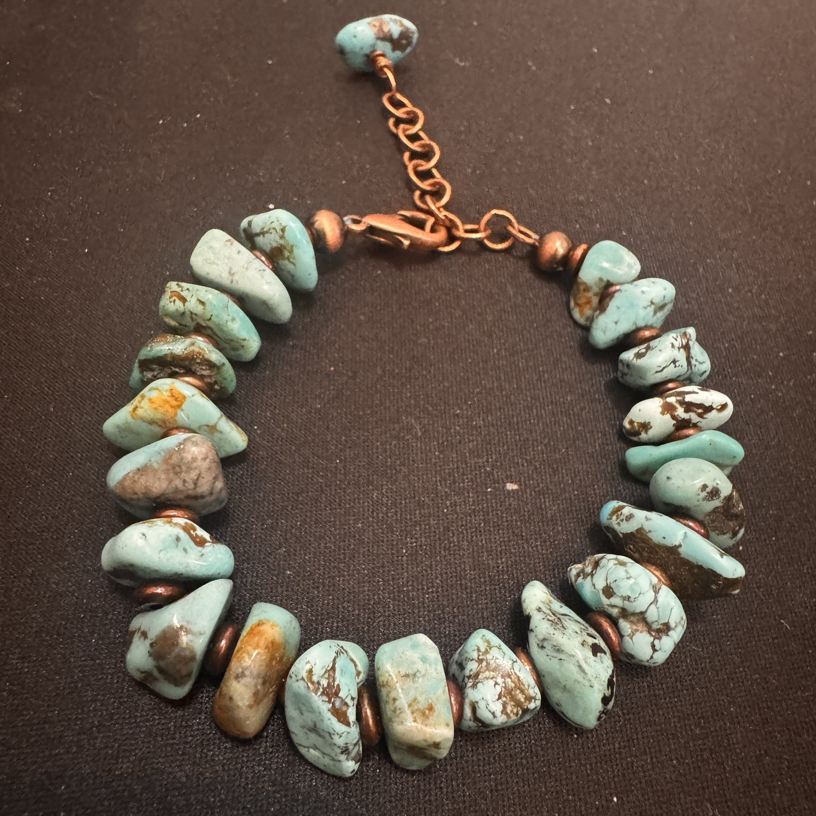 Blue king man Turquoise Bracelet Copper Cable Chain, Adjustable Lobster