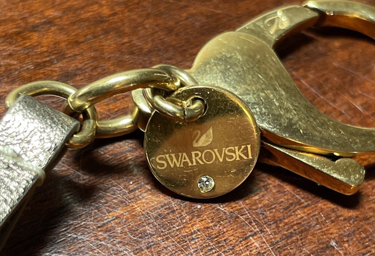 Swarovski 3D Ice Cream Bag Charm W/Key Holder~Leather~Crystal~See Description