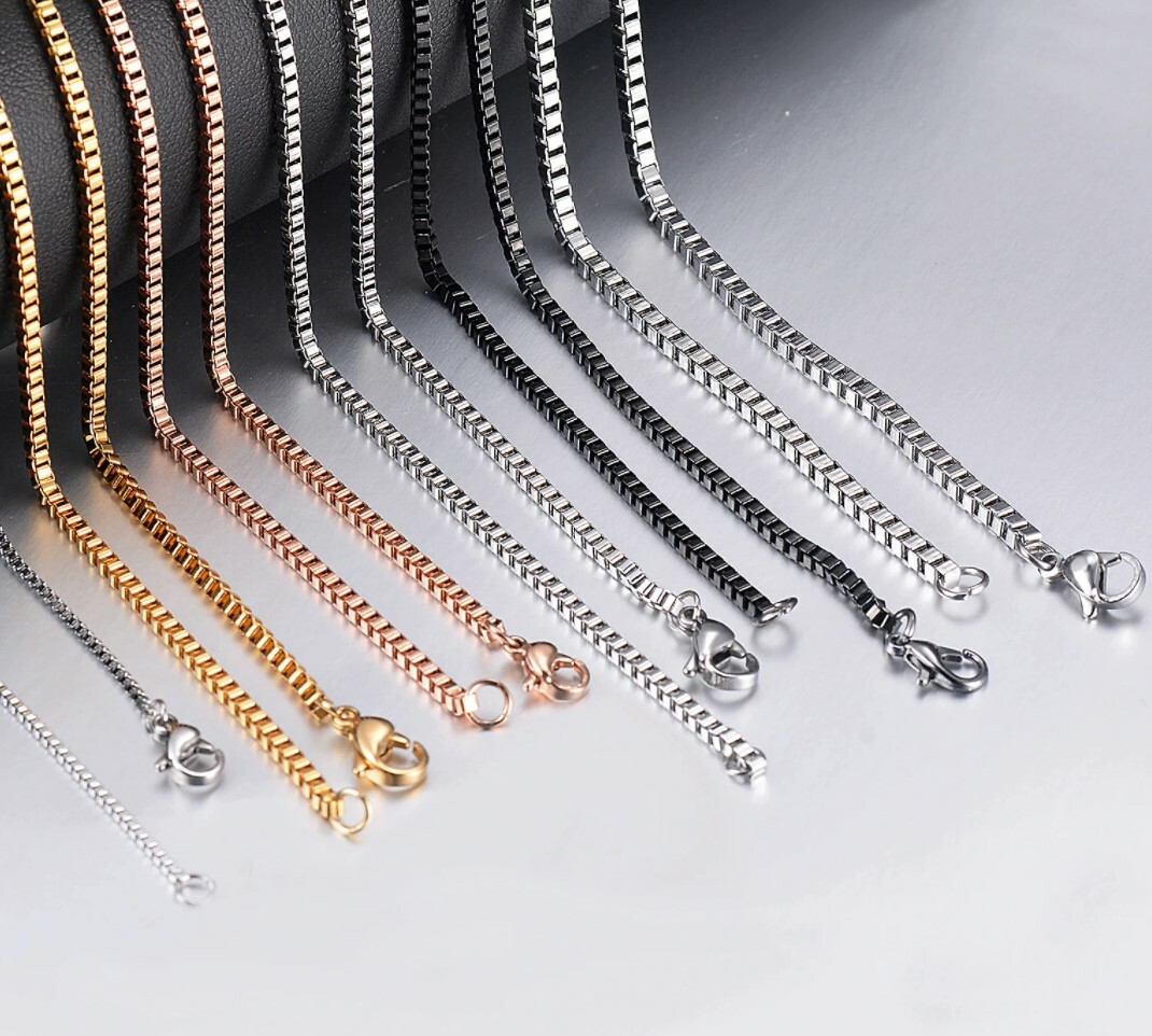 Black Stainless Steel 40 cm (15.7 Inch )3 mm Square Box Neck Chain Necklace