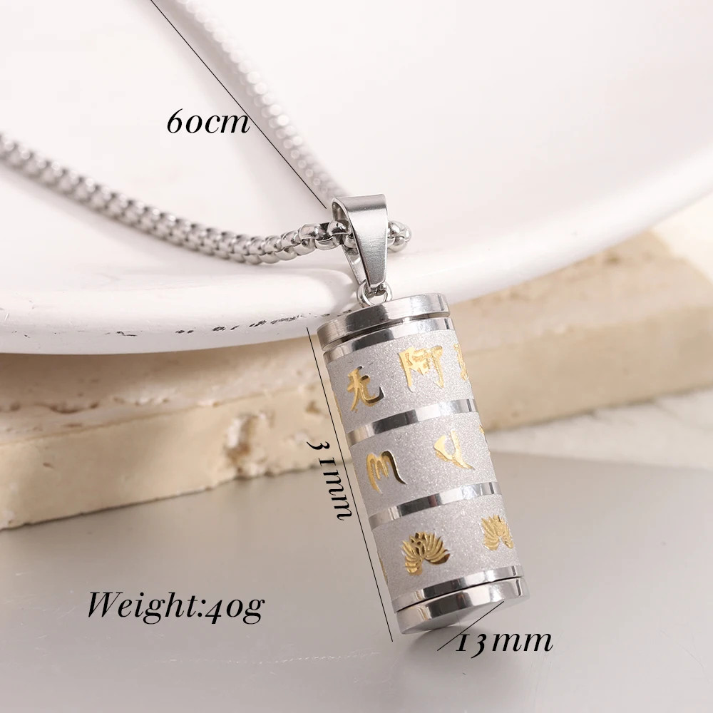Om Mani Padme Hum Prayer Wheel Pendant Necklace Tibetan Ethnic Style Jewelry for