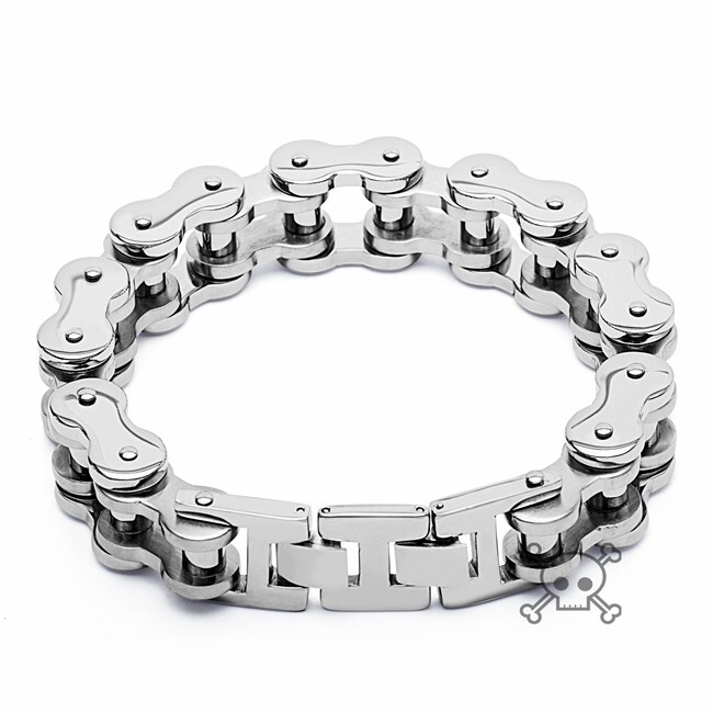 9 in X 18mm Stainless Steel Motorcycle Bike Chain Link Bracelet Gifts US Seller