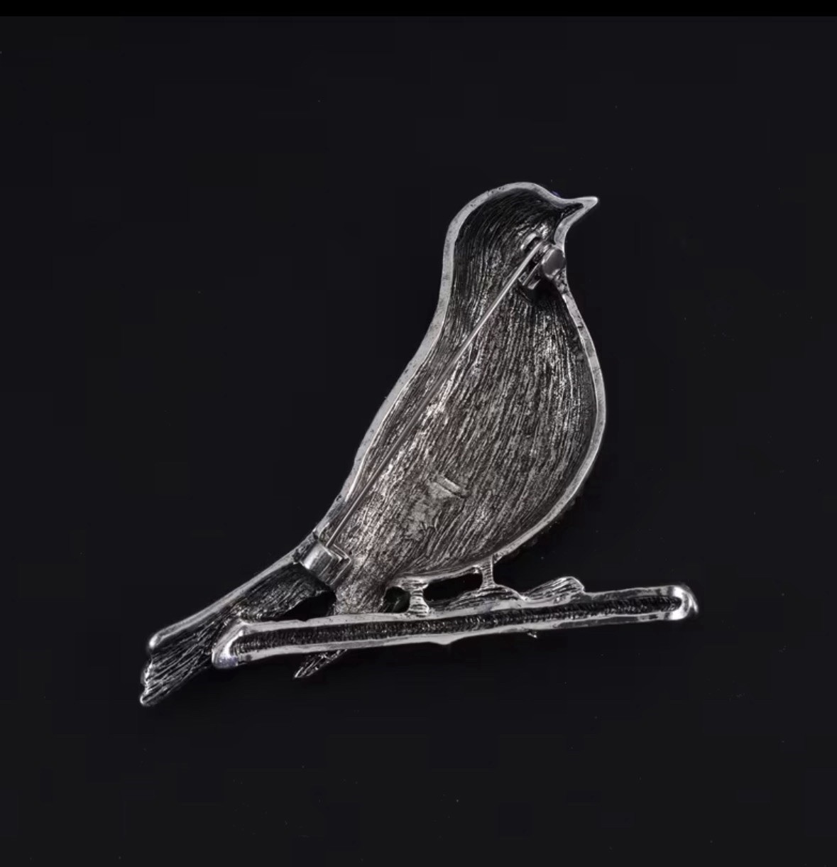 Rhinestone Bird Brooch Blue Purple Crystal Pin Vintage Style Statement