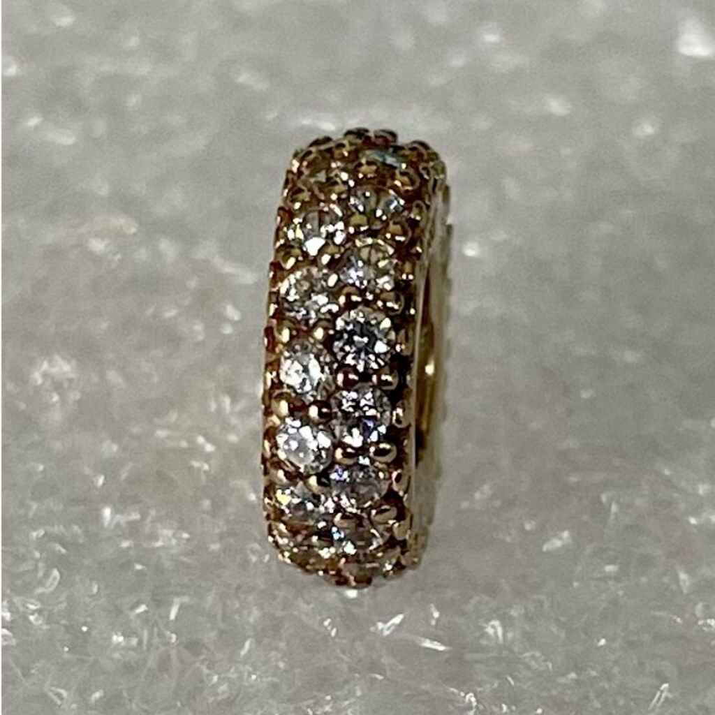 Authentic Pandora 14k Solid Yellow Gold Whit Clear CZ Spacer Charm