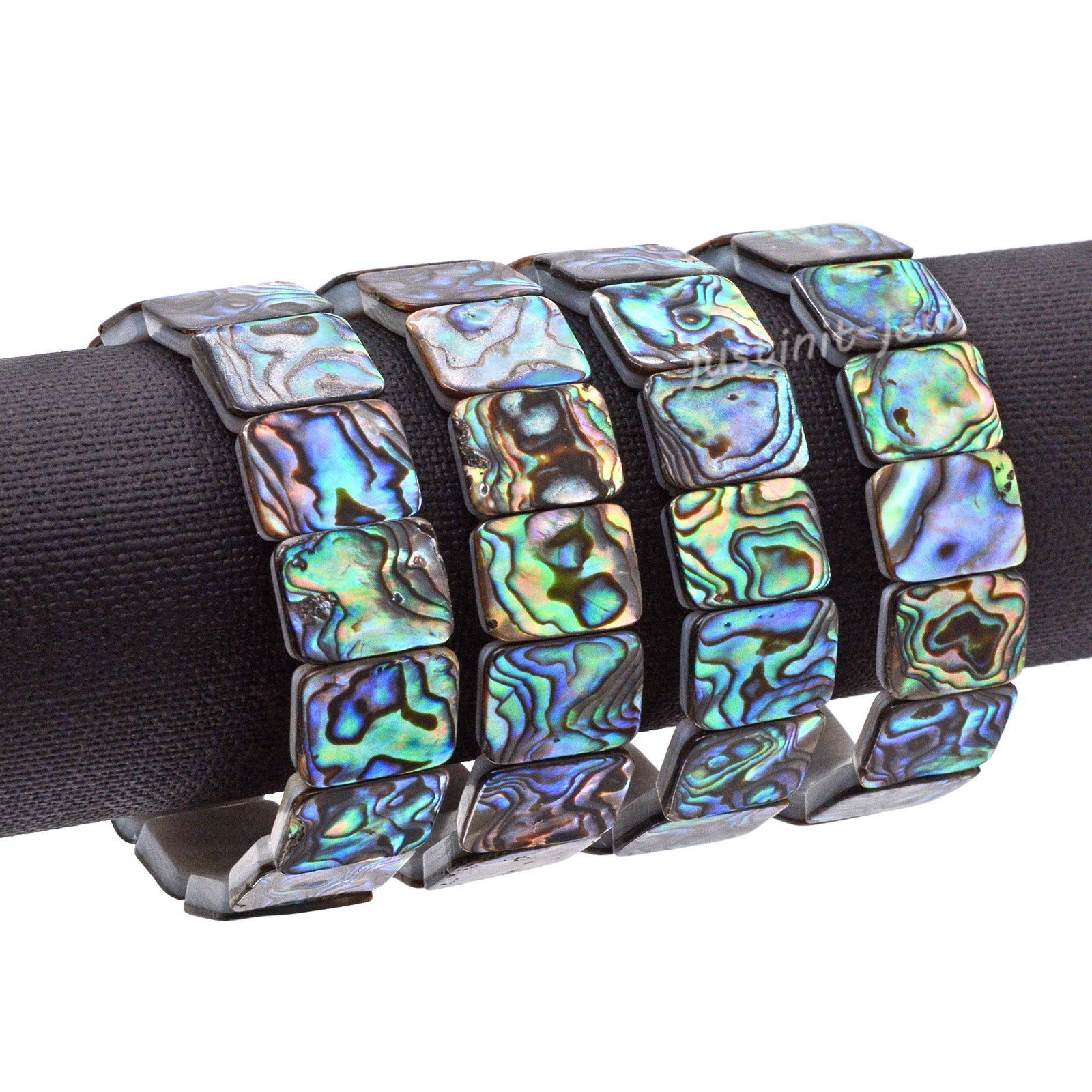 Abalone Shell Rectangle Bangle Bracelet Ocean-Inspired Jewelry Gift 7 inch