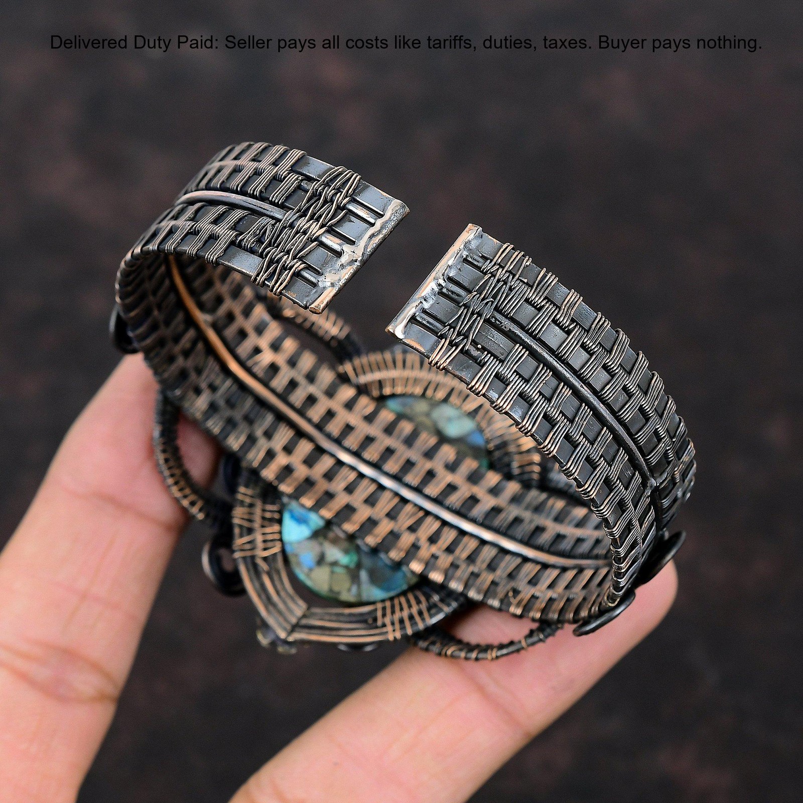 Natural Copper Azurite Malachite No Stone Wire Wrapped New Bangle Jewelry Copper