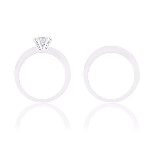 Orrous 18k White Gold Solitaire Ring & Engagement Band Ring Set (1.45 carats)