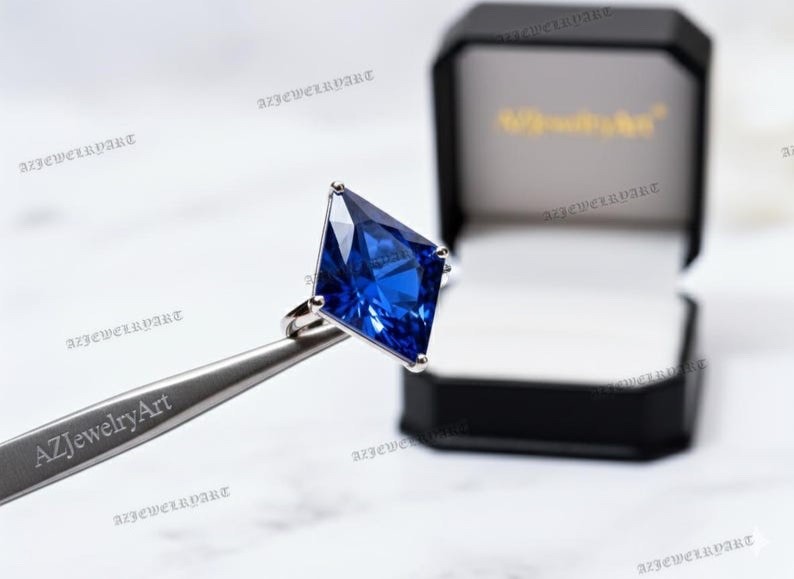 Unique kite cut Tanzanite Ring 925 Sterling Silver Women’s Engagement Ring.