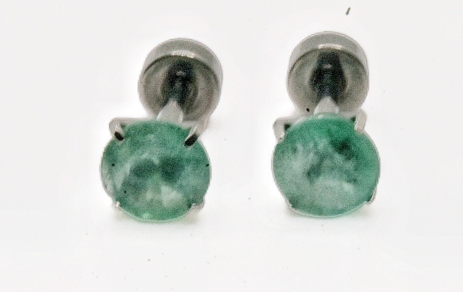 Emerald Stud Earrings Titanium