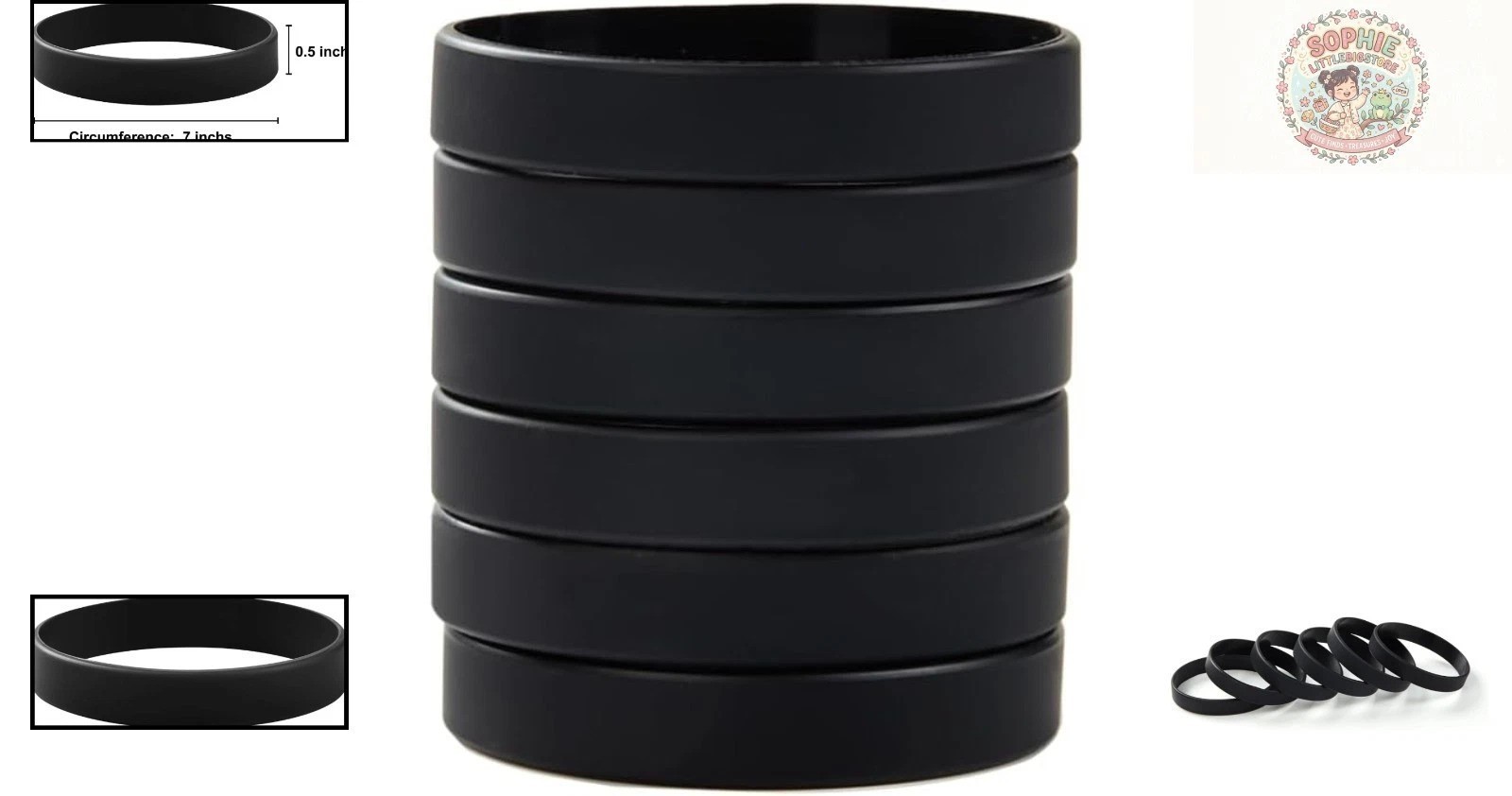 Wholesale 6pcs Black Silicone Bracelets – Versatile Wristbands for All Occasions