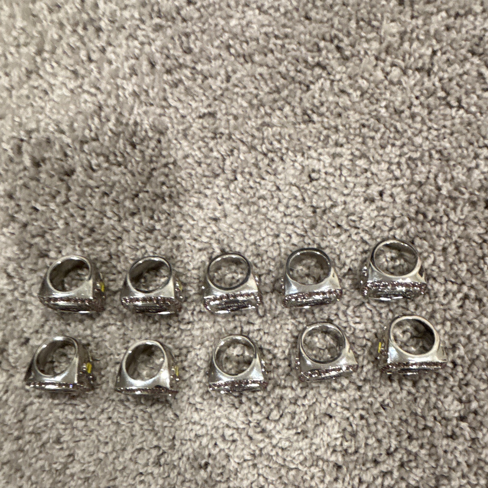 Lot Of 10 Stainless Steel Signet Rings Size Small Silver Tone Square Face