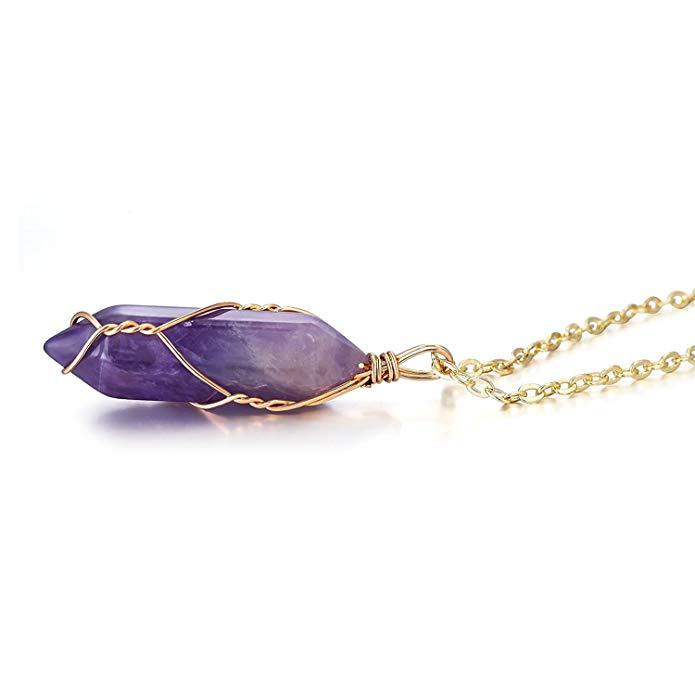 Natural Stone Pendant Bracelet Set Gemstone Crystal Quartz Healing Necklace Gift