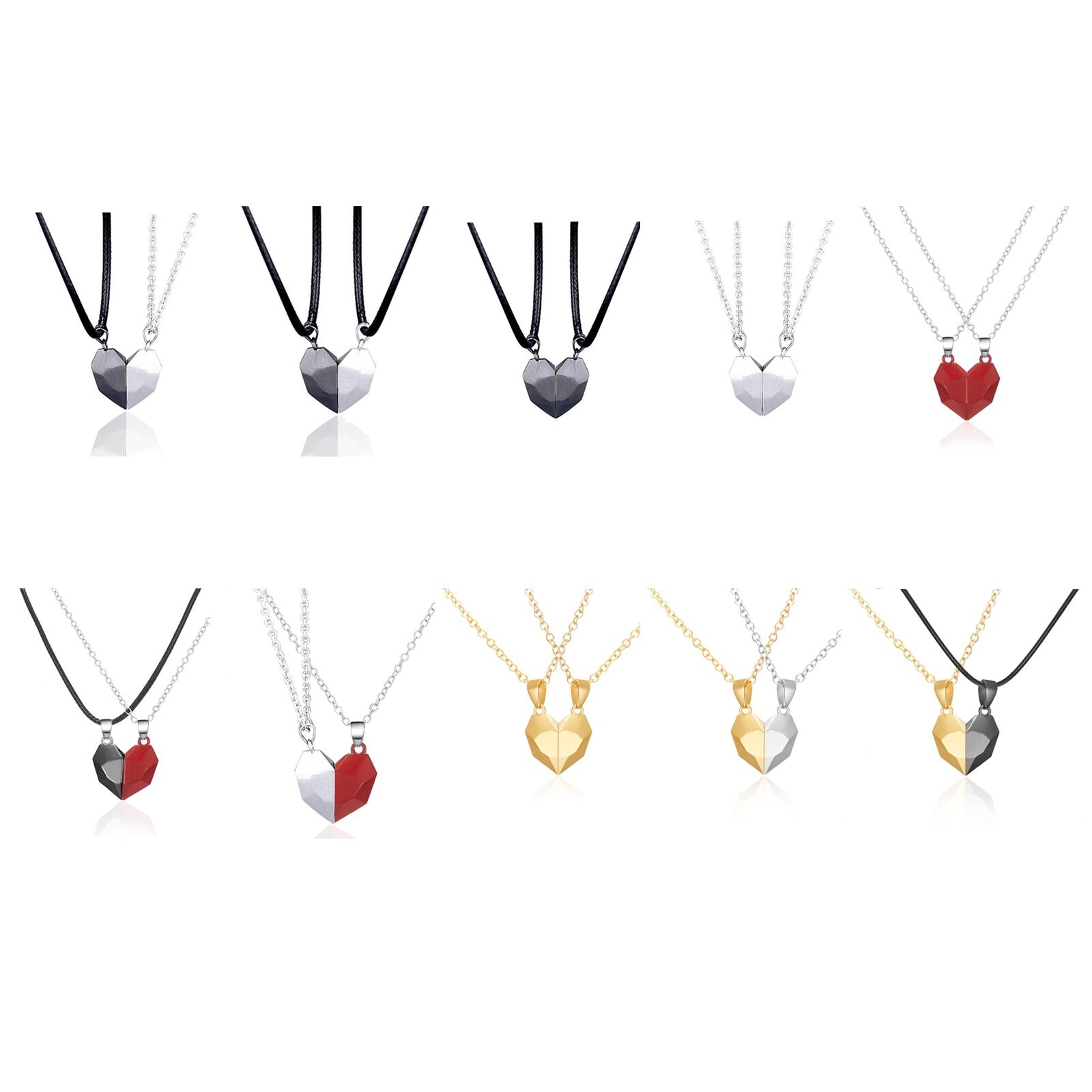 Heart Magnet Necklace Set for Couple Boyfriend, Girlfriend, Husband, Wife, Gift
