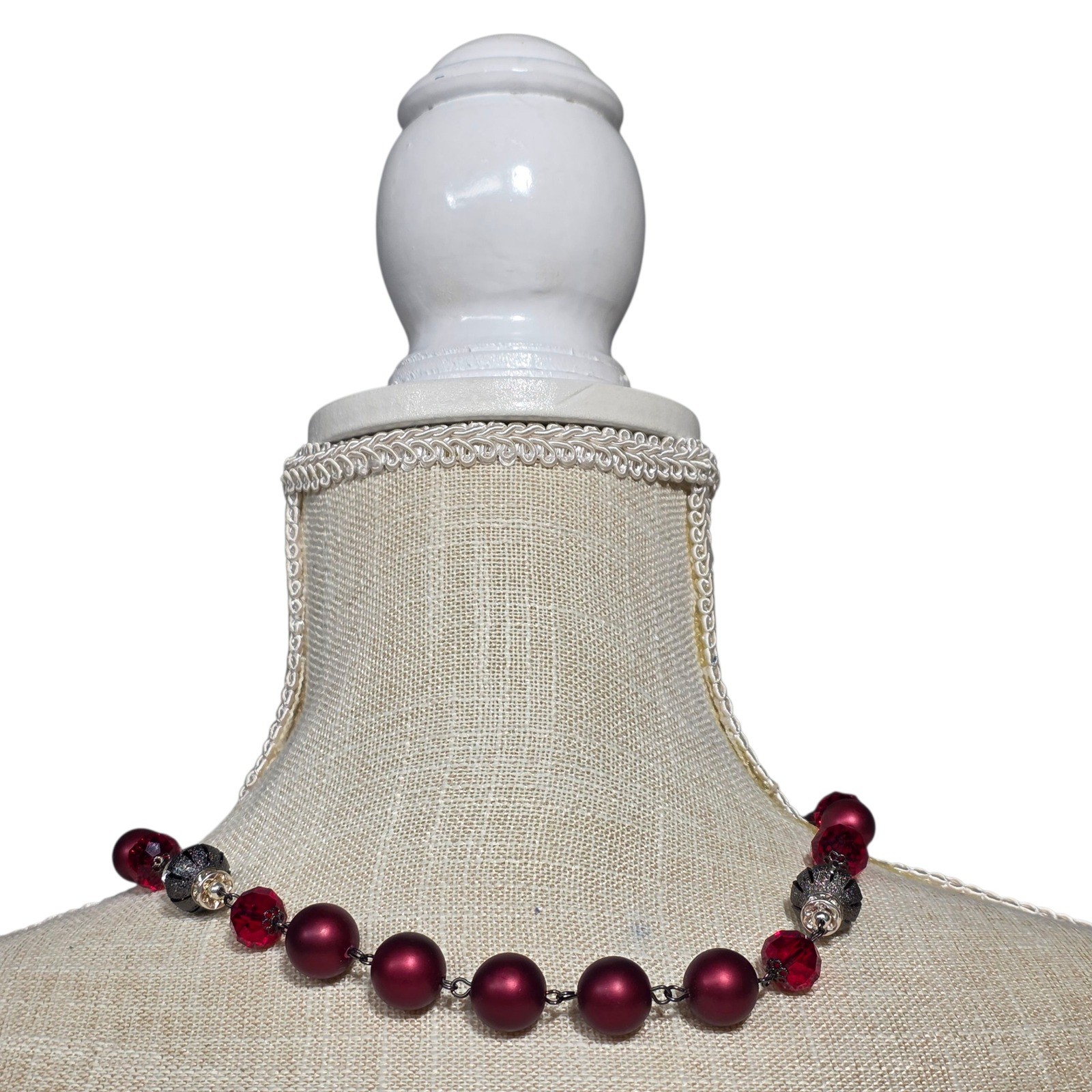 Red Beaded Necklace Costume Jewelry Party Cocktail Statement