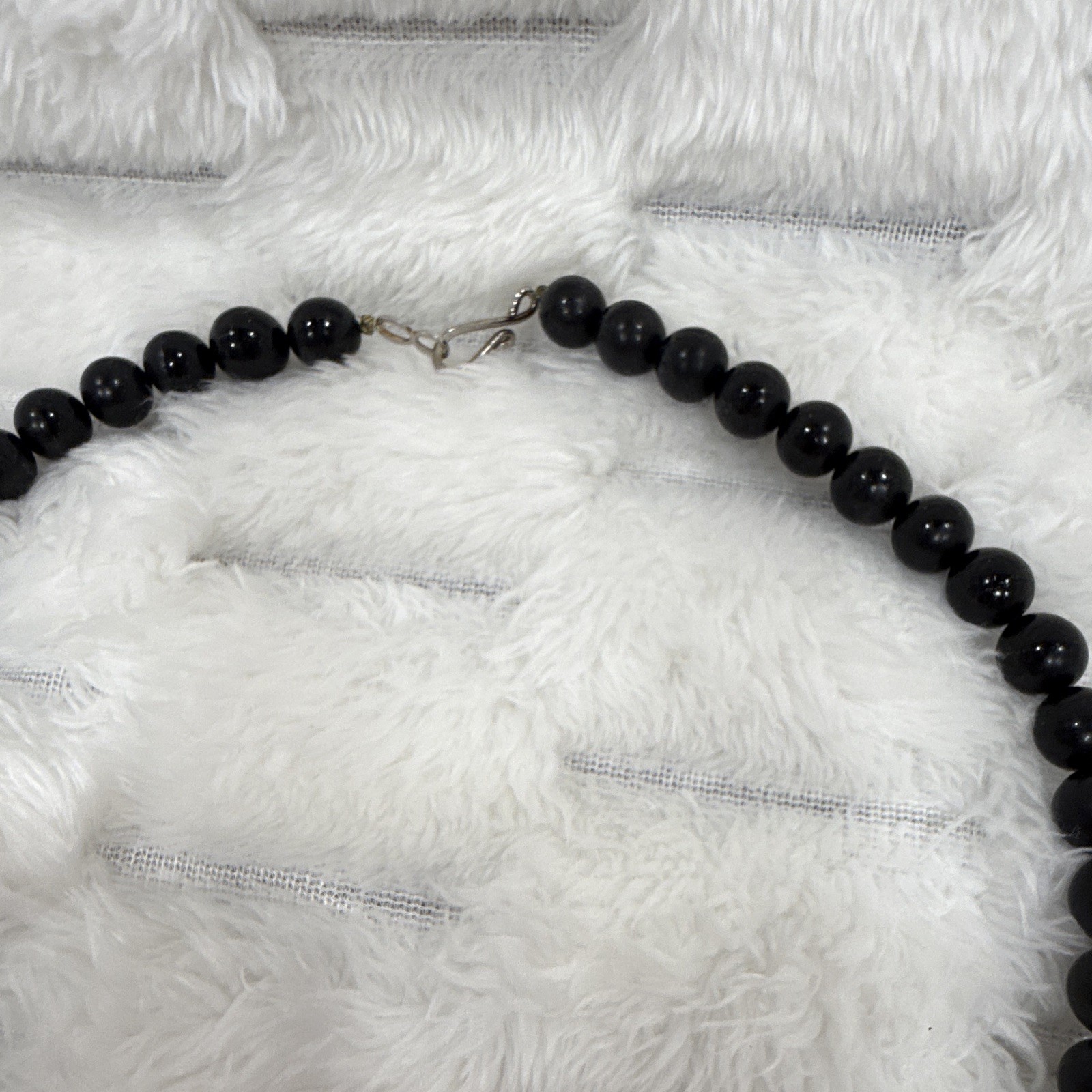 Vintage Lee Sands Black/Pink Flowers, Beaded Ball Chain Necklace