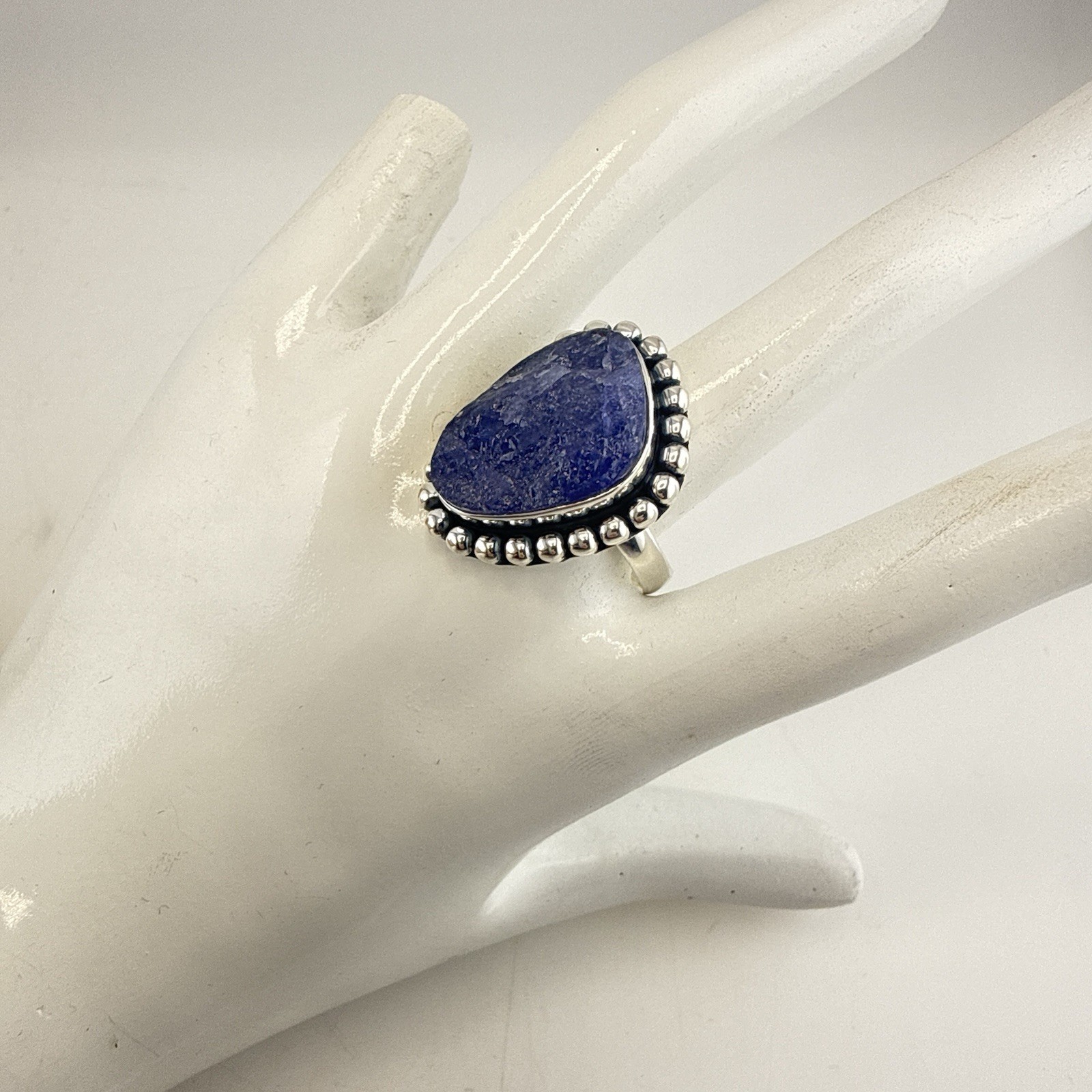 JTV Tanzanite Ring Sterling Silver Purple Free Form Rough Modern 925 Size 9 Arya