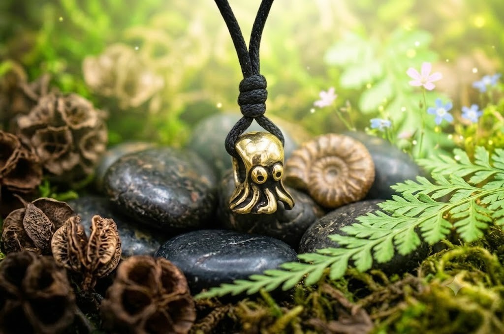 Cute Octopus 92.5 Sterling Silver Pewter Brass Charm Necklace Pendant Jewelry