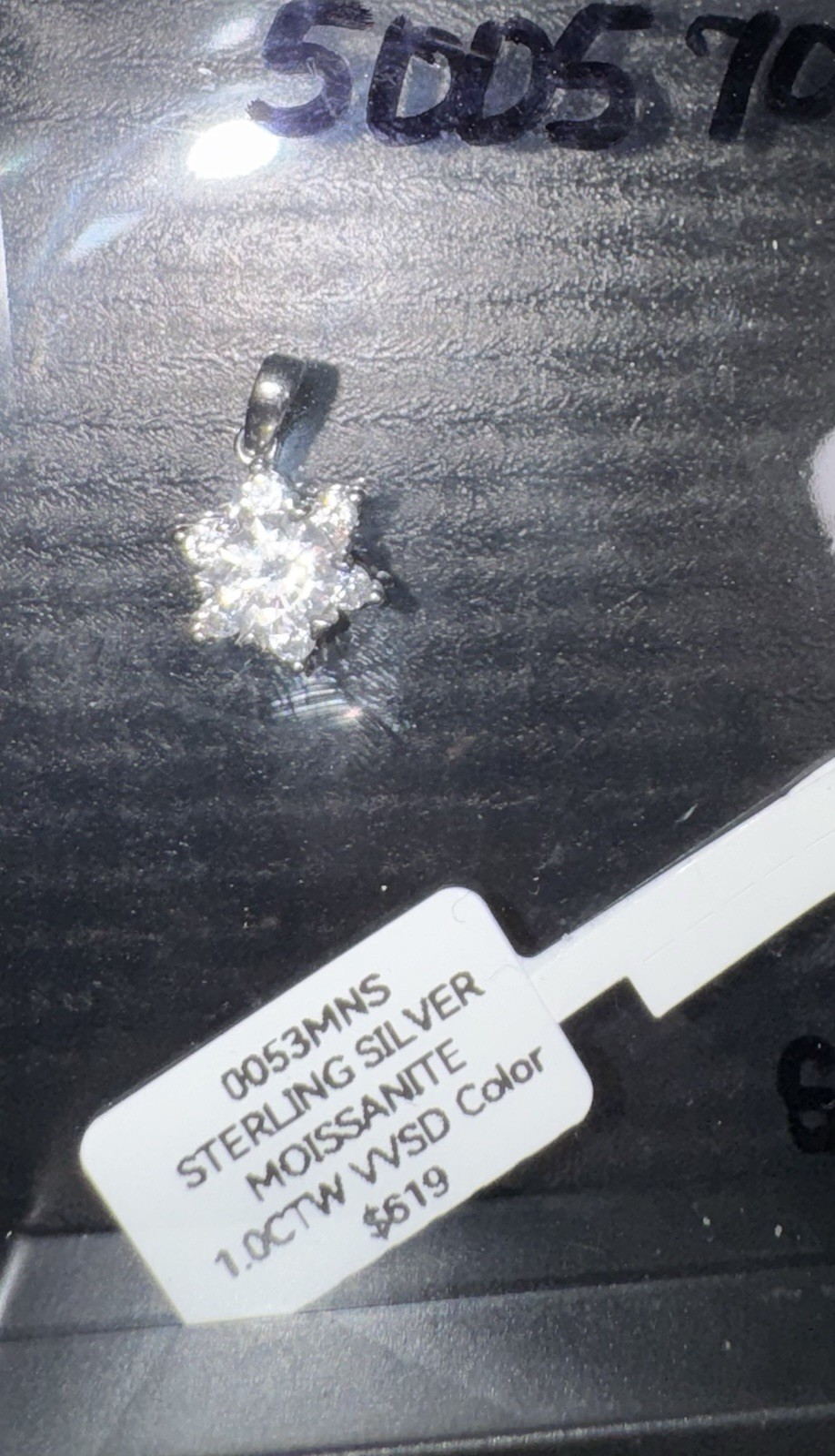GRA Sterling Silver Moissanite Flower /Star Pendant 1.0ctw VVS1 Round Brilliant