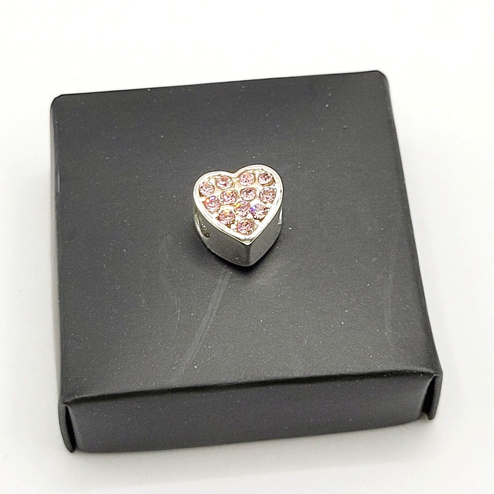Avon Always in My Heart Pink Rhinestone Silver Tone Charm Cherished Memories