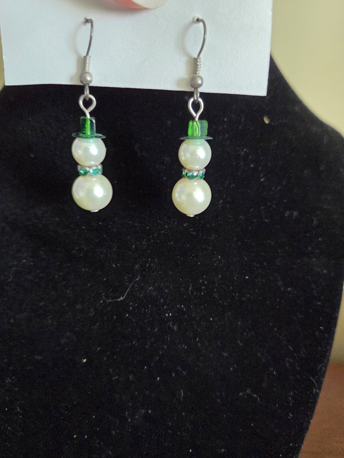 Christmas Earring Lot: Crystal Snowman Pearl Snowman Dog with Bone Bell Earrings