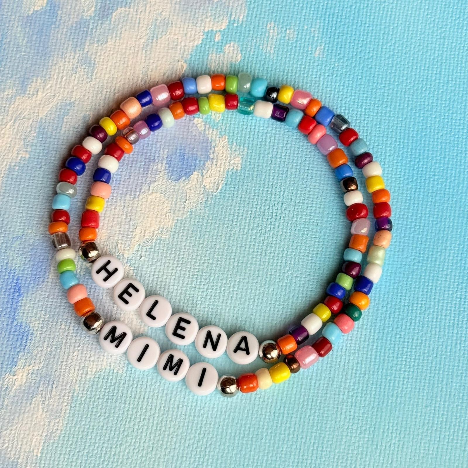 Custom Glass Bead Bracelet , Personalized Name Bracelet , Handmade Jewelry