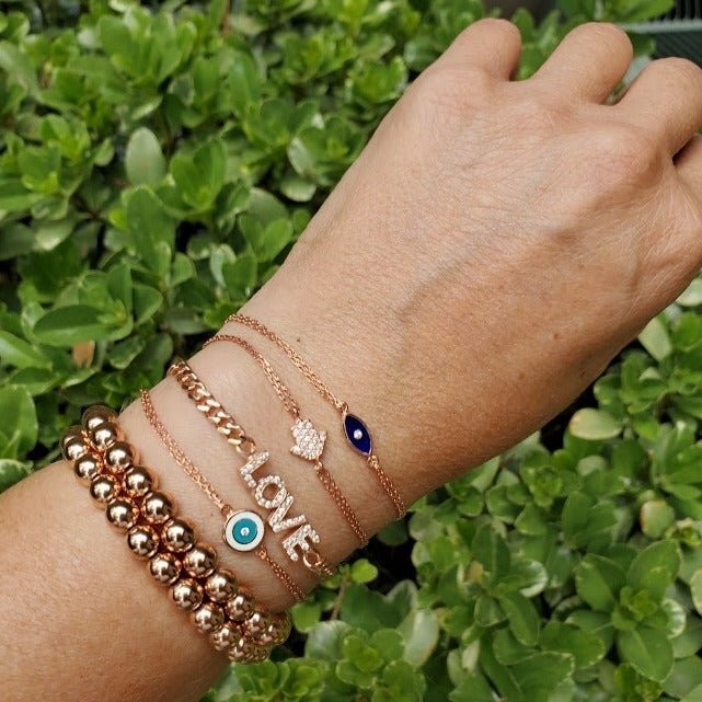6mm Rose Gold Filled Bead Bracelet Stretch Waterproof Statement 6″