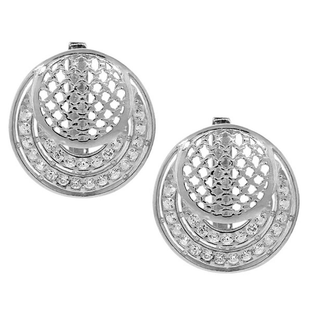 Silver Simulated Shell Zirconia Earrings Pendant Ring Set With 18 Inches Chain