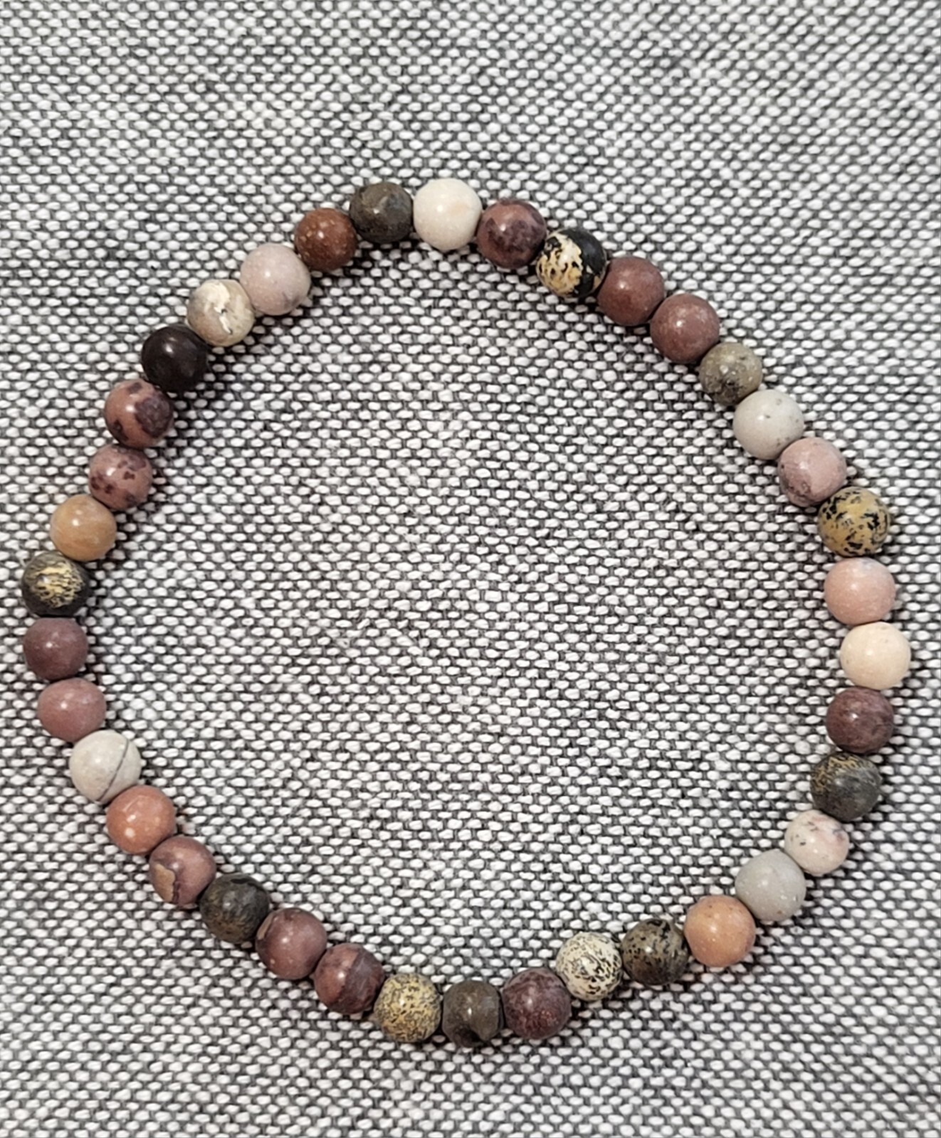 Rhodinite Brown, Cream, Grays – vary colors- Stretch Bracelet And Earrings Set