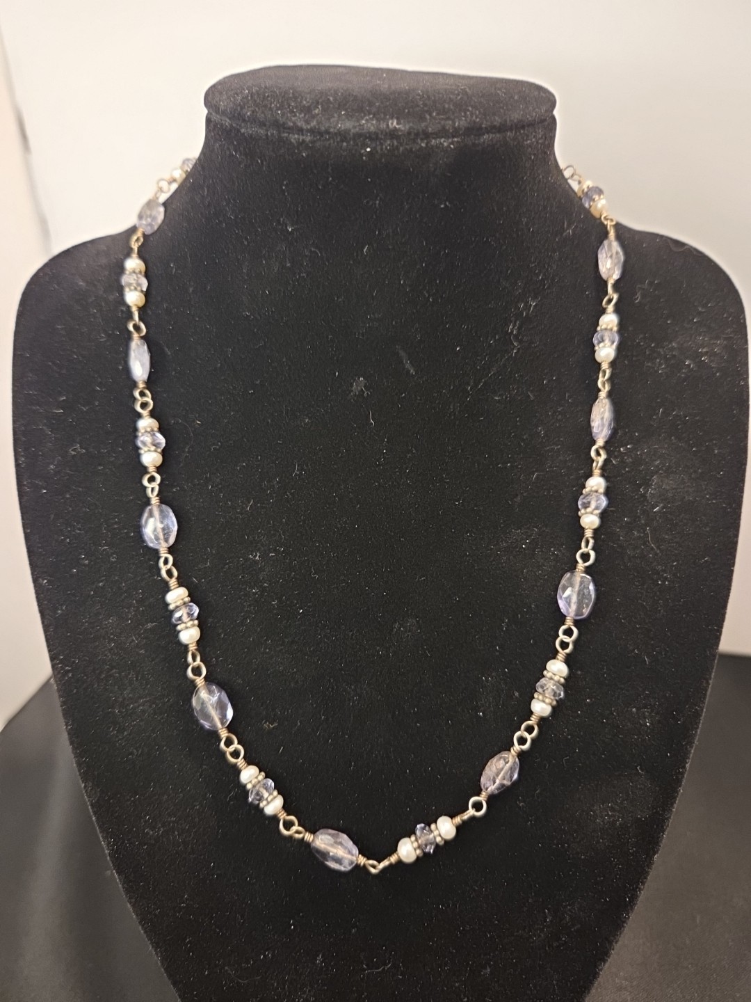 Purple & Silvertone Set Of 2 Necklaces 1, 16″ Other 20″ & Purple Stone Earrings