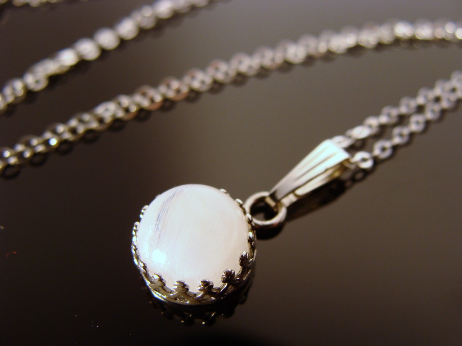 Rainbow Moonstone Pendant · Bezel Set Gemstone · 925 Sterling Silver · Dainty