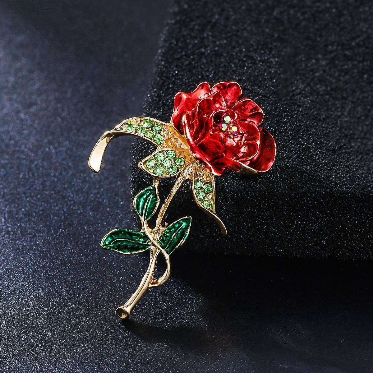 Fashion Rose Brooch Red Enamel Lapel Pin Women Bag Accessory