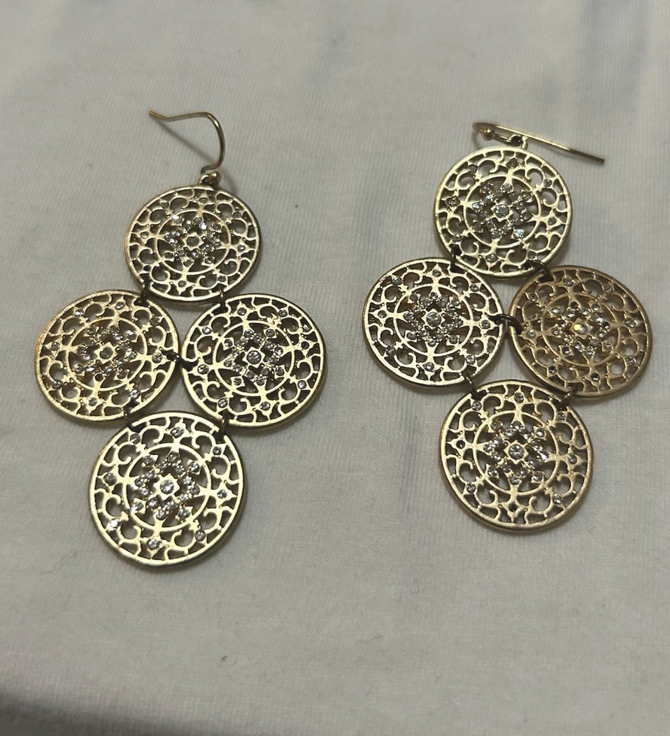 Filigree Disc Drop Statement Pierced Earrings