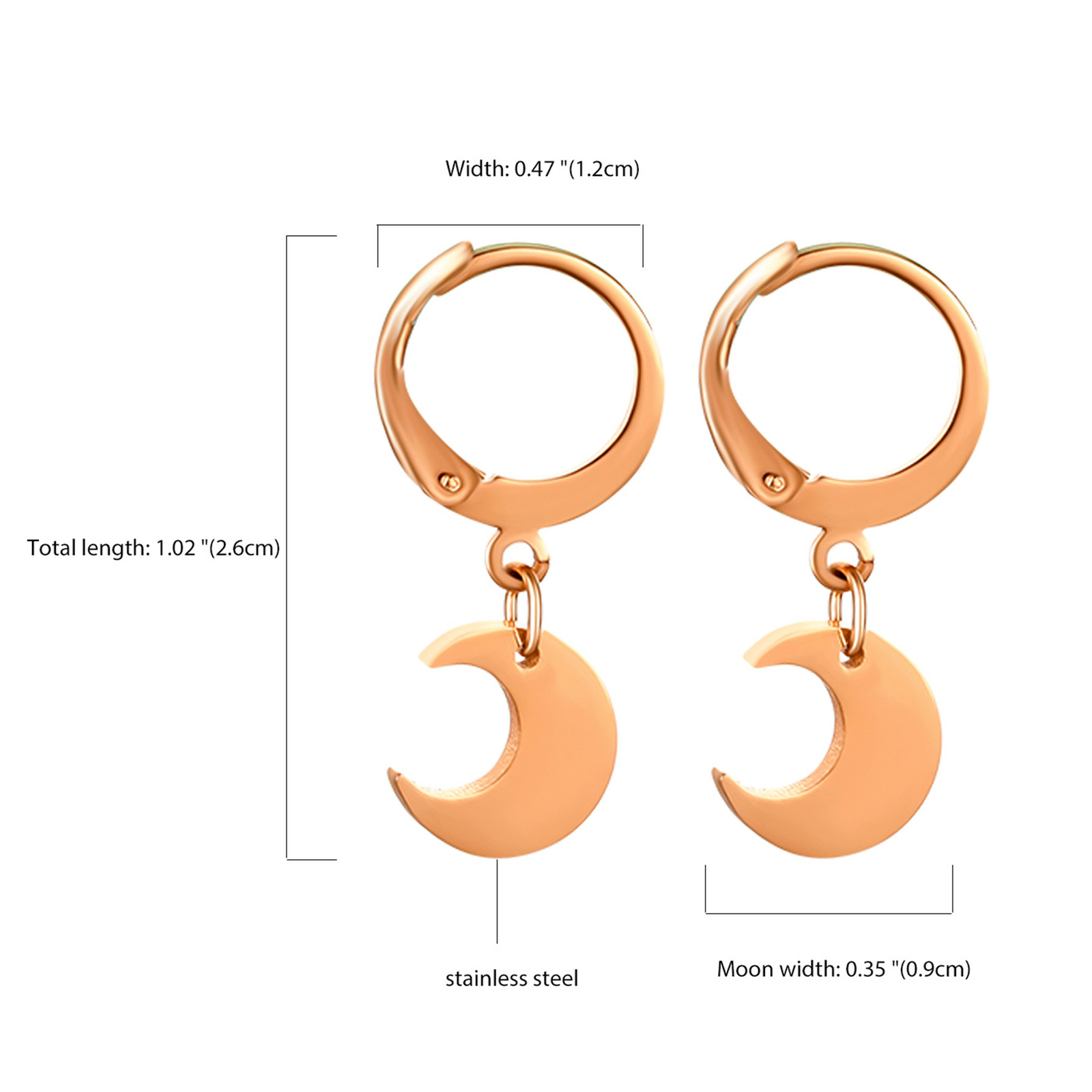 4/8 Pair Stainless Steel Moon Star Huggie Huggie Dangle Hoop Earrings Women Girl
