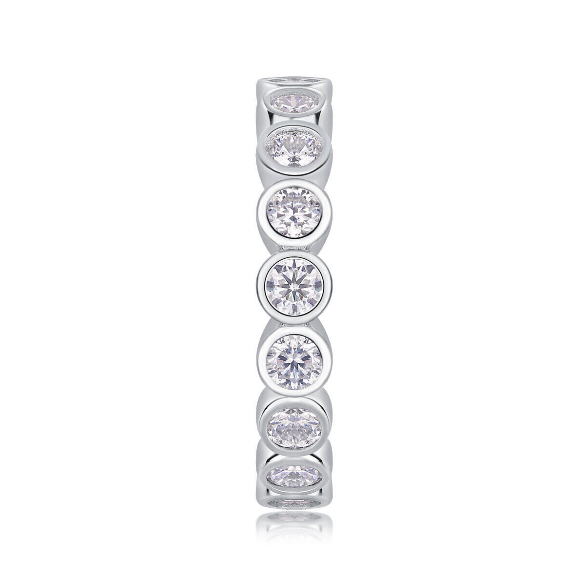 Round Cut Moissanite Eternity Band Wedding Ring for Women 925 Sterling Silver