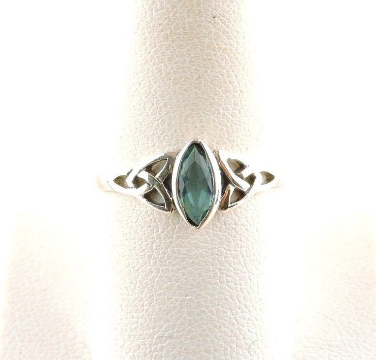 Sterling Silver .75ct Marquise Blue Cubic Zirconia Celtic Ring