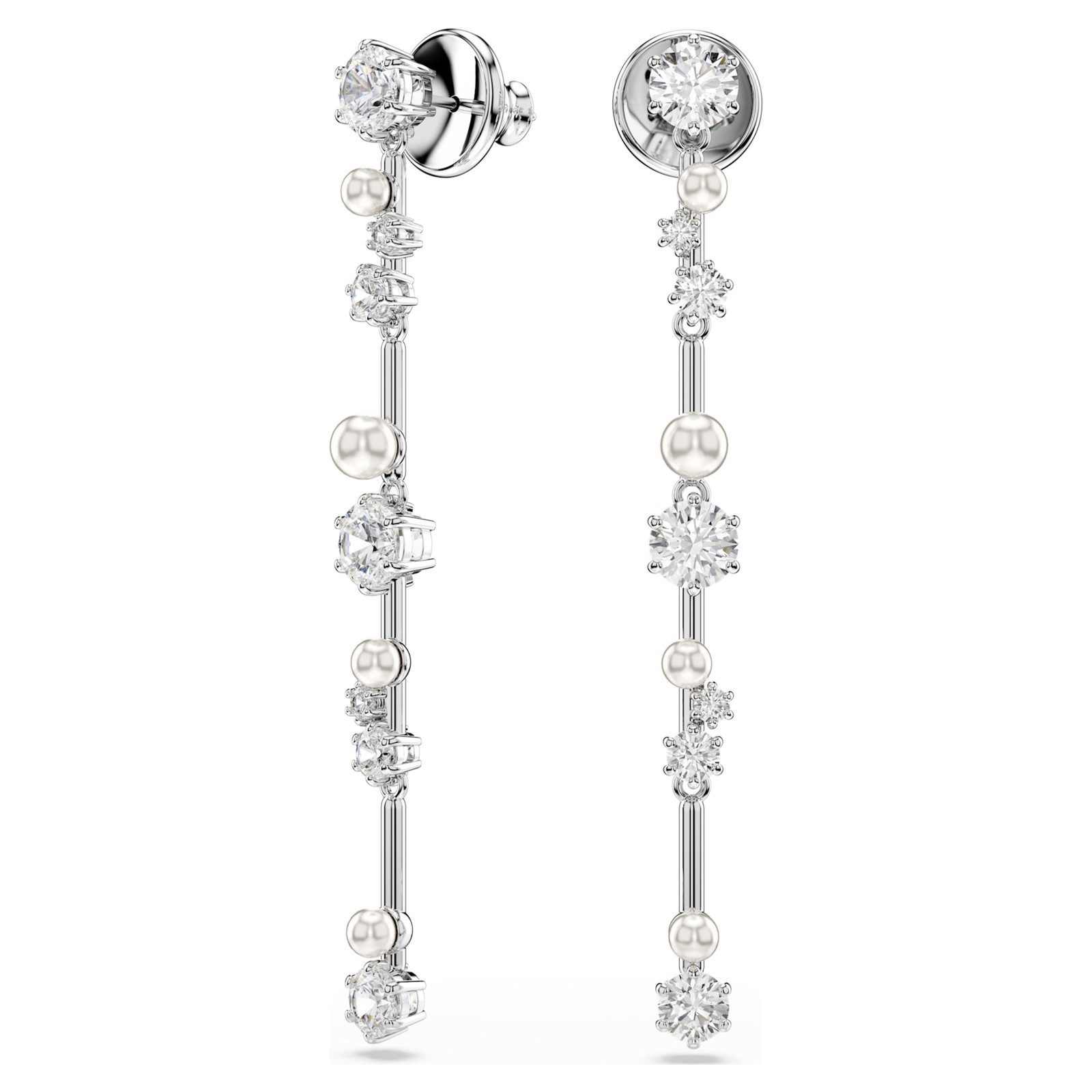 Swarovski Constella Drop Earrings, Crystal Pearl, Round Cuts 5705614