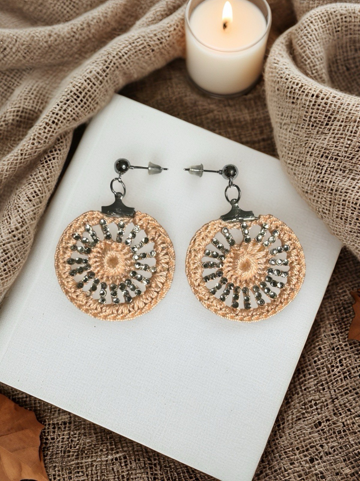 Icy Boho Earrings New Surgical Steel Ear Wire In Beige