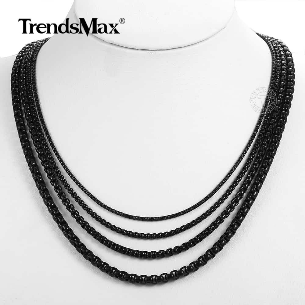 2/3/4/5MM Round Box Link Chain Necklace Gold Plated Choker 16-36″ For Men Boy