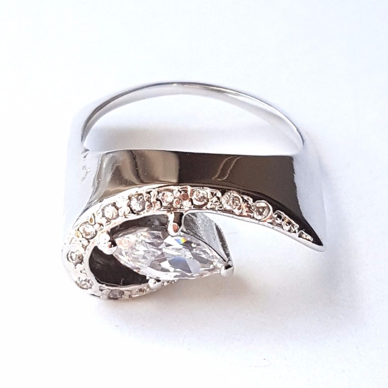 (SIZE 6,7,8) CIRCLE IN SQUARE Frame RING Marquise CZ Stone .925 STERLING SILVER