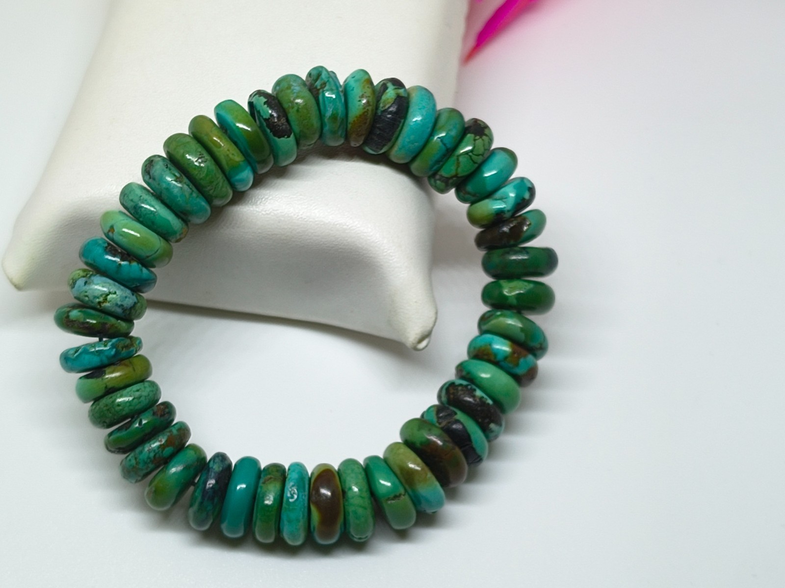 Turquoise Stretchable Bracelet-High Quality Rondelle Shape Beads
