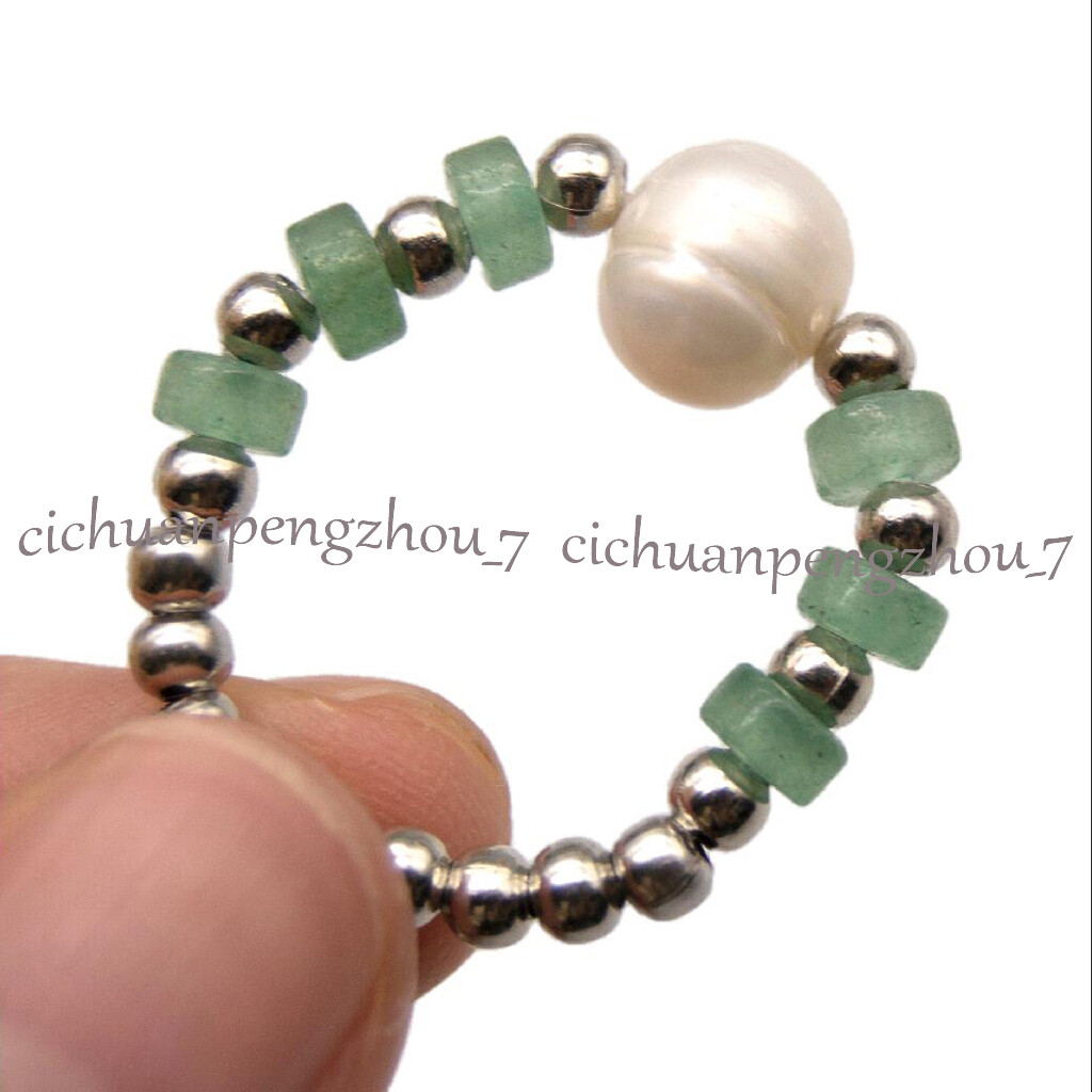 2x4mm Rondelle Green Aventurine Spacer White Pearl Necklace Bracelet Ring Set