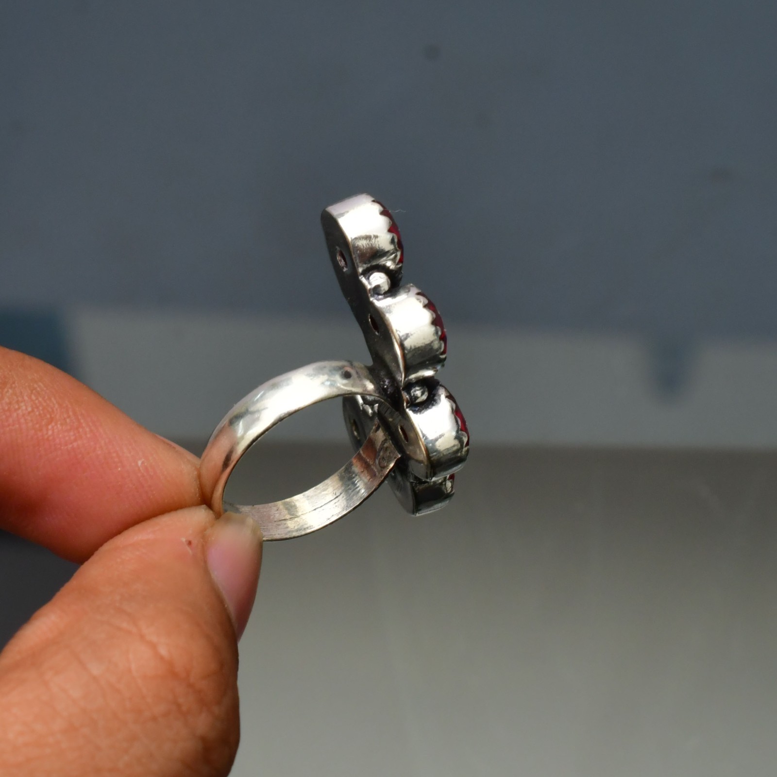 Garnet (Lab-Created)Gemstone 925 sterling silver Handmade Ring- All Size